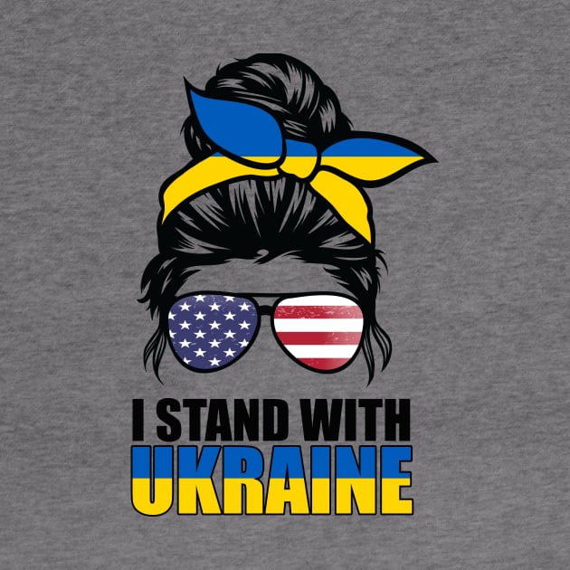 Ukrainian American Flag I Stand With Ukraine Messy Bun Women by fadi1994